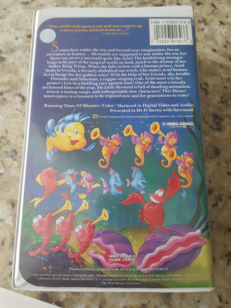 Disney's The Little Mermaid Banned Cover (VHS, 1990) Black Diamond