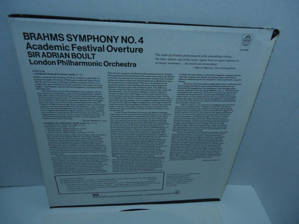 Johannes Brahms, Sir Adrian Boult, The London Philharmonic Orchestra ‎– Brahms Symphony No. 4 / Academic Festival Overture